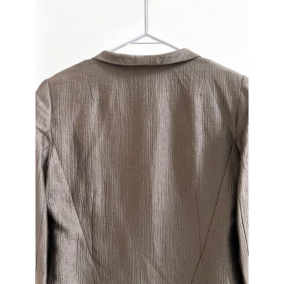 Eileen Fisher NWT Silk Metallic Gray Brown Textured Blazer Neutral size Small - Picture 7 of 15